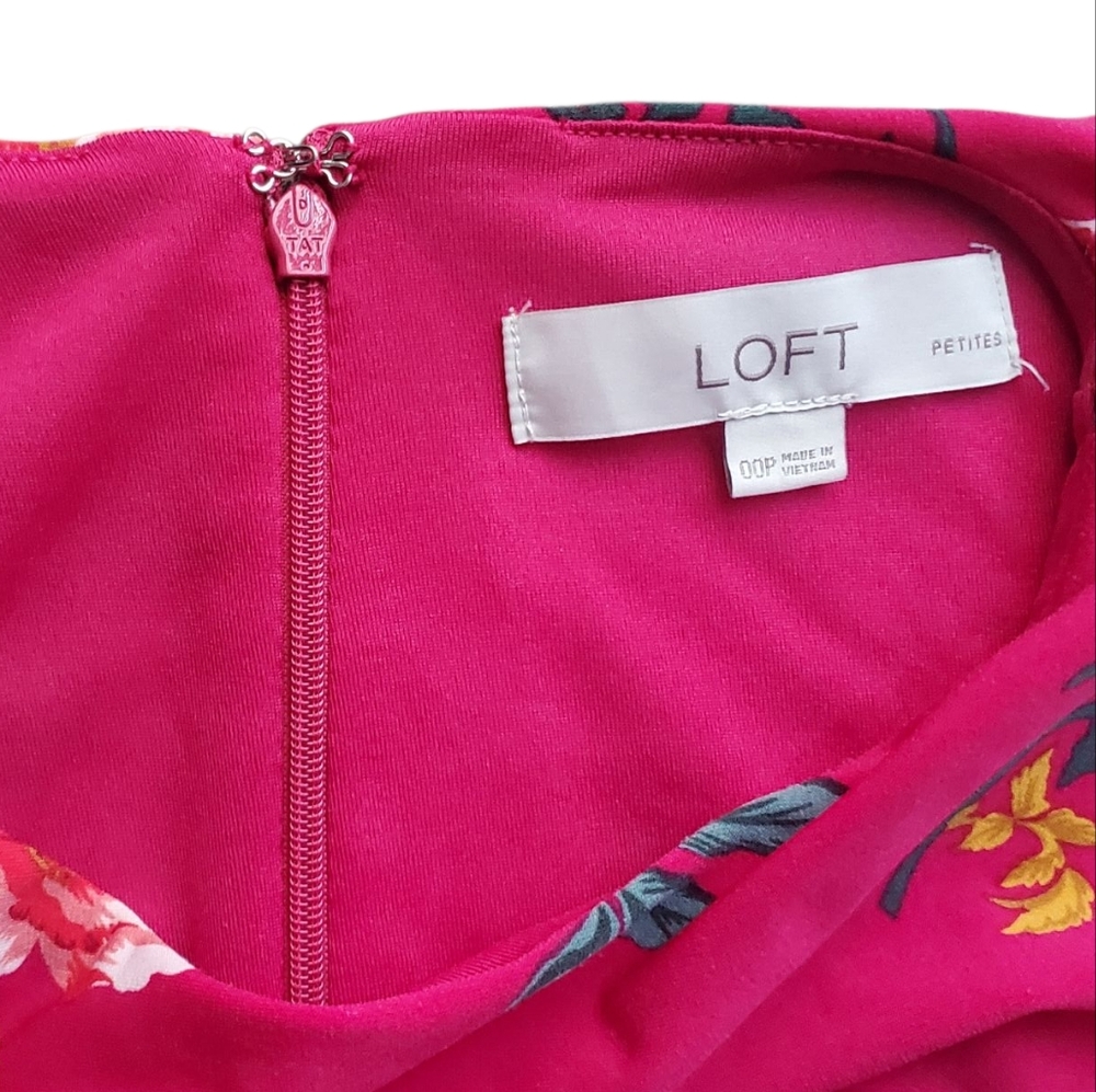 LOFT Women's Floral Dress in Red and Pink - Picture 3 of 3